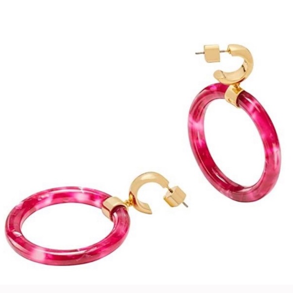 $78 Kate Spade garden botanical resin hoops pink - Picture 6 of 6